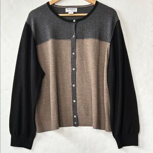 NorthStyle Black and Brown Button-Up Cardigan 2X